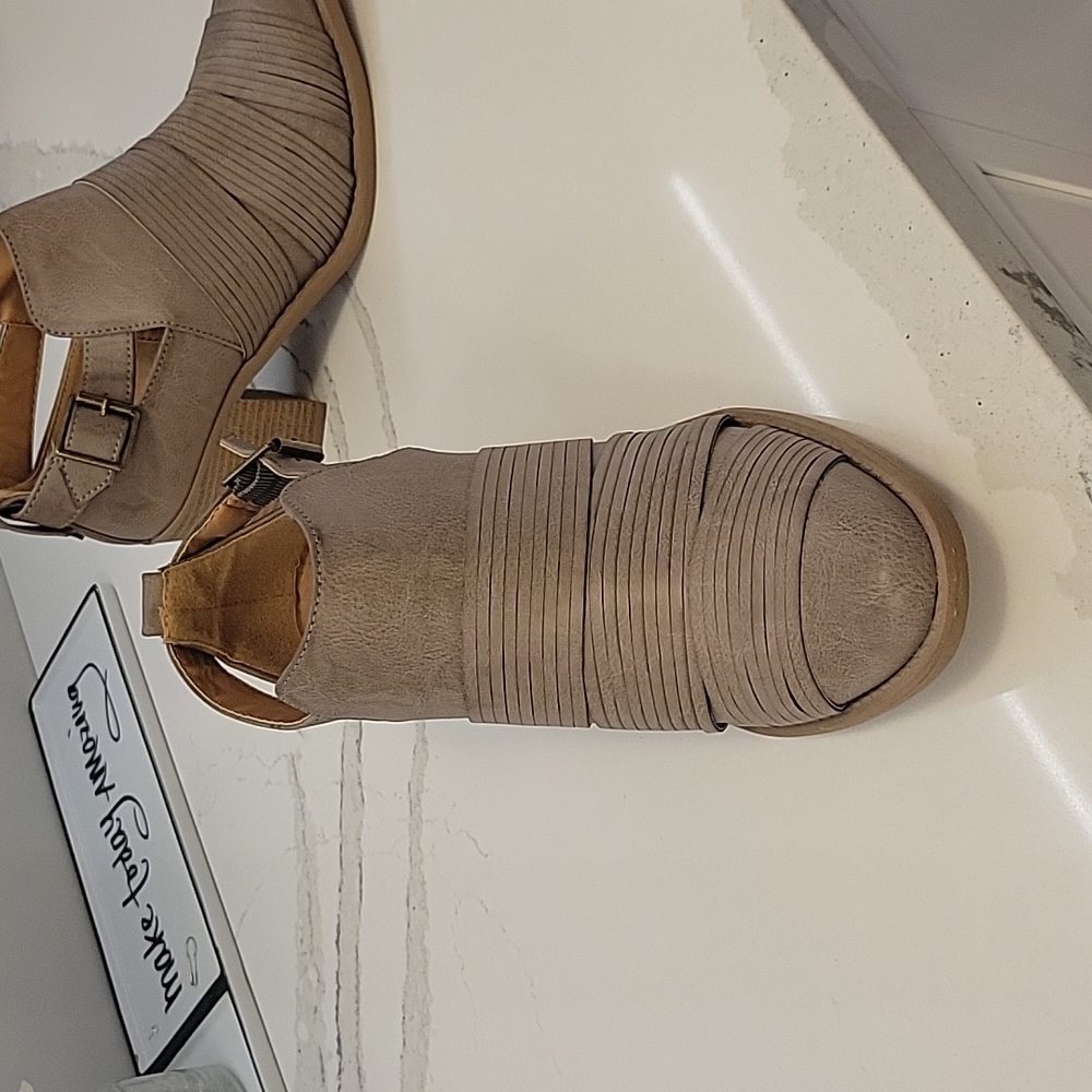 Qupid Tan Block Heel Bootie With Buckle. - image 3